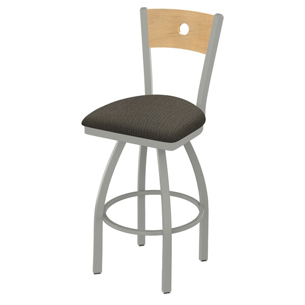 25" Swivel Counter Stool, Nickel Finish, Nat Back, Graph Chalice Seat
